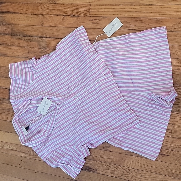 Universal Thread Tops - NWT Universal Thread pink striped linen blend set M
